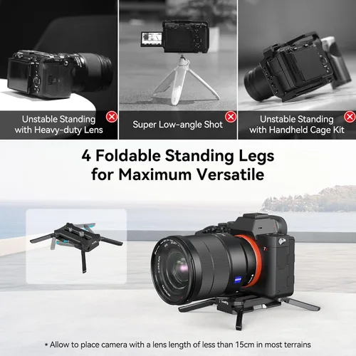 Miniatura 3 de SMALLRIG Placa de liberación rápida para tipo Arca, carga máxima de 44.1 libras (44.1 lbs), soporte cuadrúpedo plegable para lentes de cámara dentro