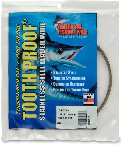 Miniatura 19 de AFW Alambre Líder Duro de Una Hebra de Acero Inoxidable a Prueba de Dientes - Brillante y Camuflaje para Tiburón, Barracuda, Caballa Real, Wahoo