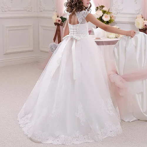 Miniatura 4 de Abaowedding First Communion Dresses Flower Girl Dress Lace Up Communion Dress Ball Gown Girl Dress