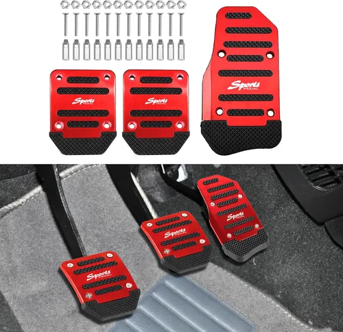 Zufoty 3 almohadillas antideslizantes de aleación de aluminio para coche, pedal de freno de automóvil, cubierta de almohadilla de pedal de