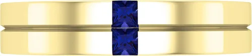 Miniatura 2 de Dazzlingrock Collection 2 mm Princess Gemstone or Diamond Two Stone Mens Wedding Band Ring in Gold