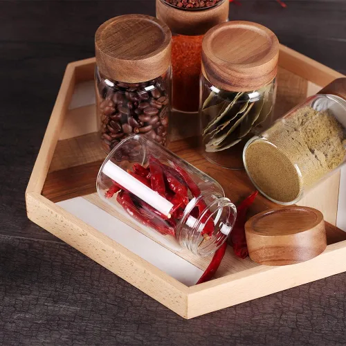 Miniatura 5 de SAIOOL Juego de 6 tarros pequeños de vidrio para especias con etiqueta, boca roscada de alta selladura, con etiquetas de especias impresas en negro
