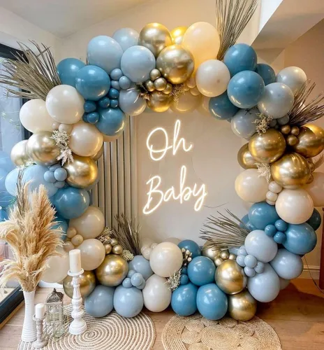 Kit de arco de globos azul polvo - 167 piezas Kit de guirnalda de arco de globos incluye globos blanco, arena, azul pastel, azul mar, azul cromo y