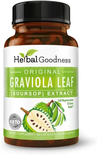 Herbal Goodness Cápsulas de Guanábana - 4 veces más potente Extracto de hojas de Guanábana Soursop para la función celular y apoyo inmunológico |