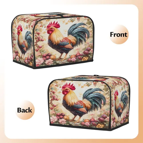 Miniatura 4 de Funda para tostadora de animales de gallo, 2 rebanadas, protección contra el polvo y las huellas dactilares, fundas para pan, fundas lavables