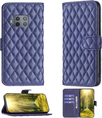 Funda para Moto One Zoom compatible con Motorola One Zoom Phone Case Flip Stand Cover Women Wallet Blue Azul