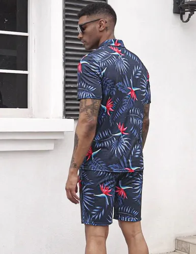 Miniatura 3 de Daupanzees Conjunto de camisa de 2 piezas para hombre, conjunto casual de manga corta para verano