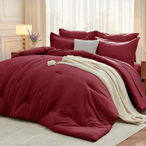 Miniatura 39 de MUXHOMO Juego de edredón de 5 piezas Twin XL, cama suave en una bolsa tamaño Twin XL, juego de ropa de cama para todas las estaciones con edredón