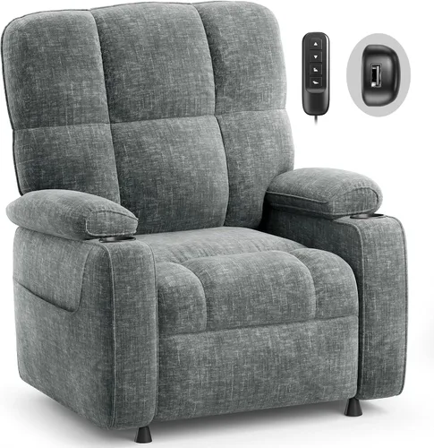 Miniatura 10 de AMADA HOMEFURNISHING Silla reclinable eléctrica para adultos, reclinable eléctrico de felpilla ajustable infinita con soporte para tazas, control