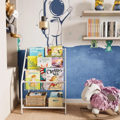 Miniatura 4 de aboxoo Estantería infantil independiente para habitación de niños pequeños de 18 pulgadas, organizador de juguetes, estantería blanca estable