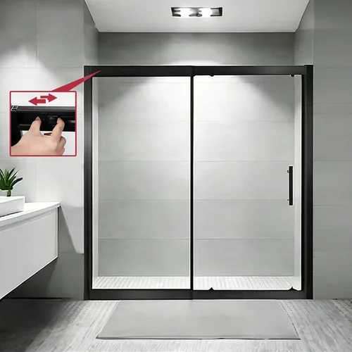 Miniatura 8 de Puerta de ducha de 44-48" de ancho x 72" de alto, puerta de ducha de vidrio deslizante semi-sin marco, vidrio templado SGCC de 1/4" (6mm) puerta