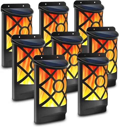 Miniatura 9 de Aityvert Luces solares de llama al aire libre, luz solar de llama parpadeante impermeable, sensor oscuro, encendido y apagado automático, 66 luces