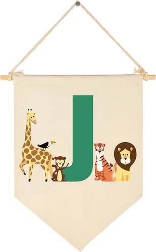 Miniatura 14 de Bandera personalizada de animales del bosque, regalos para bebé, niño, niña, recién nacido, banderín de safari de selva, letrero de pared, regalos