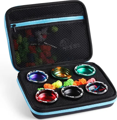 MAGICYOYO Estuche de almacenamiento profesional Yoyo, bolsa de transporte para yoyo, accesorios de yoyo, 6 compartimentos de almacenamiento Yoyo y
