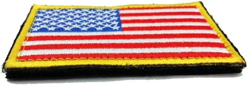Miniatura 4 de Parche bordado táctico de la bandera estadounidense con borde dorado, emblema de uniforme militar de Estados Unidos de América, paquete de 2