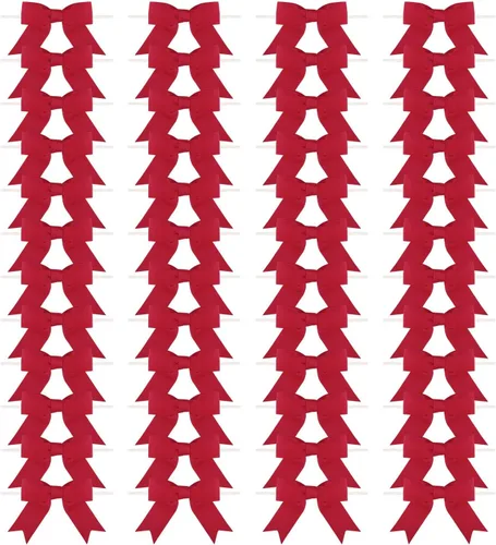 Miniatura 2 de Meseey 50 lazos torcidos de grogrén rojo vino de 3 pulgadas, color borgoña, preatados, para bolsas de golosinas, envoltura de regalos, boda, fiesta