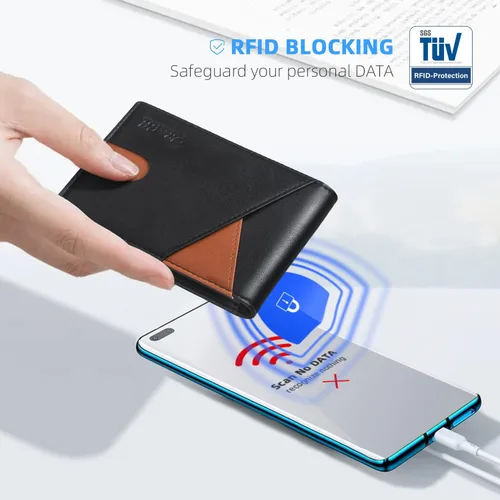 Miniatura 15 de Zitahli - Billeteras delgadas RFID para hombres, billetera de cuero flexible con clip de dinero, cartera minimalista con bolsillo frontal