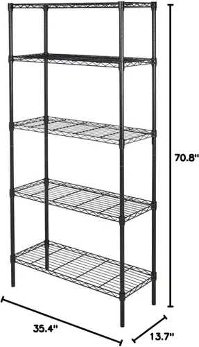 Miniatura 2 de Estantes de alambre de almacenamiento de 5 estantes, estantes de pie de 5 niveles, organizador de metal ajustable, estantes de alambre de acero