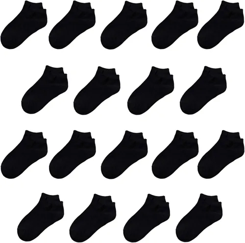 Janegio - 18 pares de calcetines deportivos de corte bajo y medio acolchonados hasta el tobillo para niños y niñas