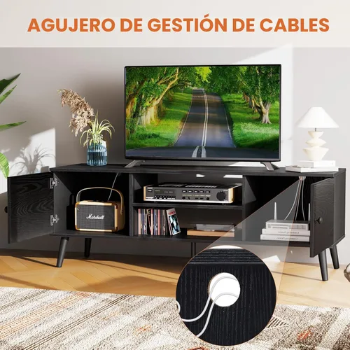 Miniatura 6 de Sweetcrispy Soporte de TV para TV de 55 y 60 pulgadas, moderno centro de entretenimiento de mediados de siglo con almacenamiento, mesa consola