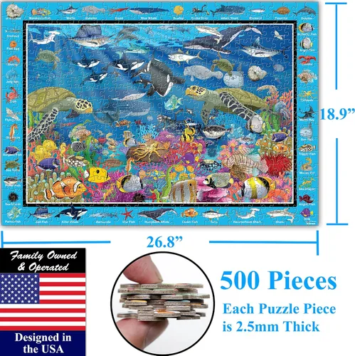 Miniatura 6 de Think2Master Colorida vida oceánica 500 piezas con piezas grandes rompecabezas para mayores de 13 años, adultos y familias. Gran regalo