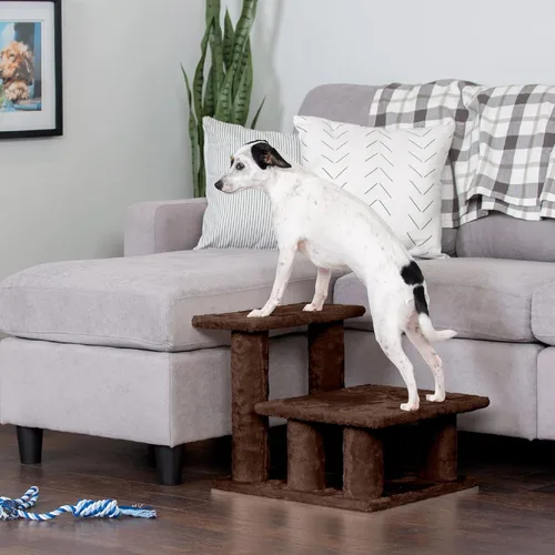 Miniatura 7 de Furhaven Steady Paws - Escaleras para mascotas de varios pasos para camas altas y sofás, color marrón, 3 escalones