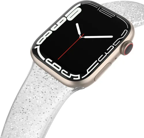 Miniatura 12 de EDIMENS Correa deportiva compatible con correas de Apple Watch de 1.61, 1.49, 1.57 y 1.57 pulgadas, correa de repuesto pequeña de silicona brillante
