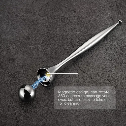 Miniatura 5 de LISAPACK Varita de rodillo de crema de ojos de metal, masaje facial, masajeador facial para aplicador, reduce la hinchazón Plateado