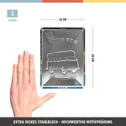 Miniatura 2 de Nostalgic-Art Cartel de hojalata retro – Volkswagen Bulli T1 – Let's Get Away Night – Idea de regalo de autobús VW, placa de metal, 5.9 x 7.9 in