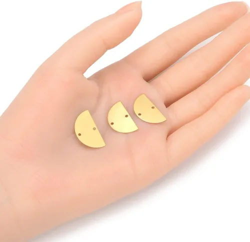 Miniatura 2 de Adabele - 50 piezas de latón crudo de 0.827 in, semicírculo semicírculo, eslabones de 2 agujeros, sin chapar/sin revestimiento para manualidades