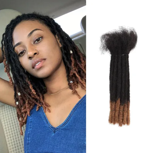 Miniatura 18 de Viovian Extensiones de rastas de 0.23 pulgadas de cabello humano de 6 pulgadas, 20 hebras ombré, extensiones de cabello humano para hombres, 1b/27
