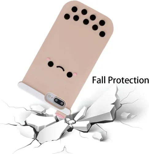 Miniatura 4 de Funda de té Boba 3D para iPhone 7Plus/8Plus/6s Plus/6 Plus 5.5", diseño de dibujos animados de personajes kawaii, cara sonriente, té Boba para Té