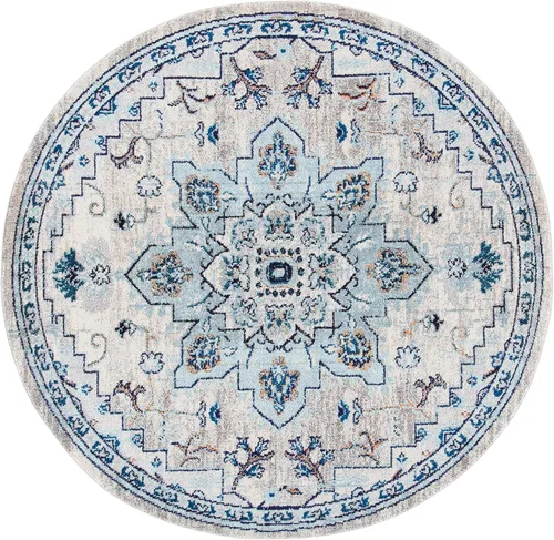 Miniatura 66 de Safavieh Madison Collection (MAD473M) Tapete redondo de 4 pies, azul y azul claro, diseño chic y bohemio desgastado de medallón, no pierde fibras