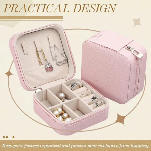 Miniatura 5 de Yinkin 12 piezas de mini joyero de viaje para dama de honor, organizador de aretes de piel sintética, accesorios de viaje a granel, soporte portátil