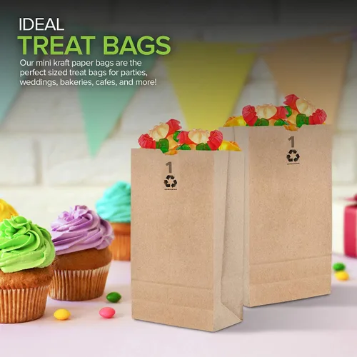 Miniatura 5 de Stock Your Home Bolsas de papel kraft pequeñas de papel marrón de 1 libra (250 unidades) bolsa de tamaño mini para empacar alimentos para desayuno