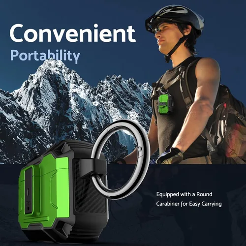 Miniatura 6 de DASFOND - Funda de armadura para AirPods de 2ª y 1ª generación, carcasa de cuerpo completo de grado militar a prueba de golpes, soporte de carga