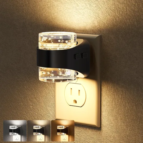 Briignite - Luz nocturna LED enchufable en la pared - Luz nocturna regulable con diseño de burbuja 3000K/4000K/5000K y 3 niveles de brillo para