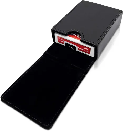 Miniatura 3 de Luck Lab Estuche/Soporte de Piel para una Sola Baraja de Cartas de Juego - Negro - Compatible con Cartas de Tamaño Póker y Puente