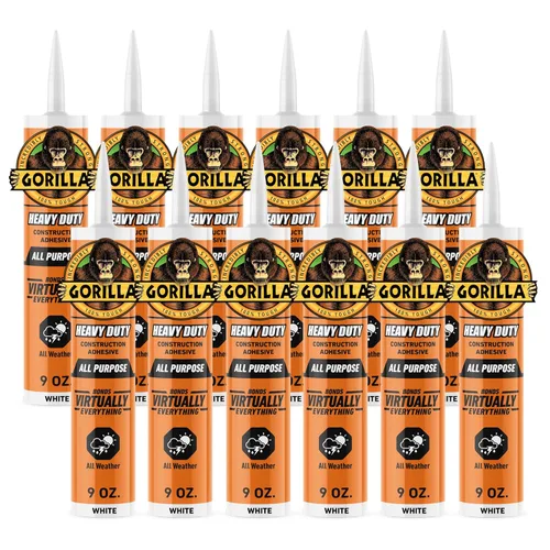 Miniatura 10 de Gorilla Adhesivo de construcción de gran potencia, pegamento blanco, tubo de compresión de 7 onzas (paquete de 1) - Relleno de espacios y resistente