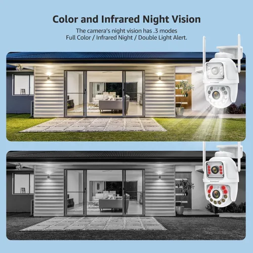 Miniatura 5 de BOAVISION Paquete de 2 cámaras de seguridad WiFi 2.4G/5G para exteriores, PTZ inalámbrica de lente dual, vista de 360°, seguimiento humano con IA