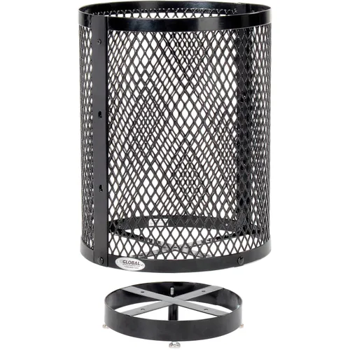 Miniatura 4 de Global Industrial Bote de basura de acero de diamante para exteriores con tapa para capó de lluvia, base elevada y forro de plástico, capacidad