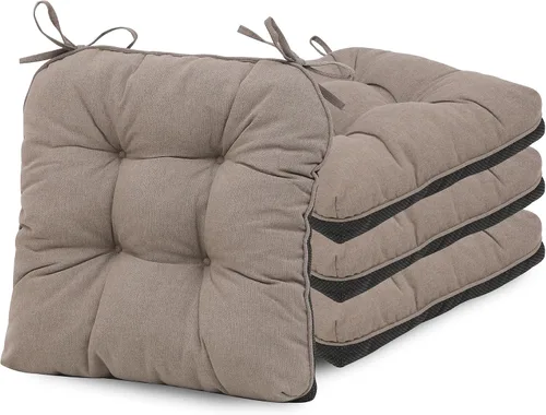 Miniatura 13 de RACE LEAF Cojines para sillas de comedor, paquete de 4 unidades, almohadillas de espuma viscoelástica para sillas de cocina con lazos y respaldo