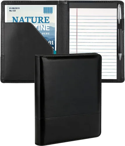 Gorbado Carpeta para portafolio o cartera, mini carpeta de 5 x 8 pulgadas, bloc de escritura legal, carpeta organizadora de documentos A5 para Negro