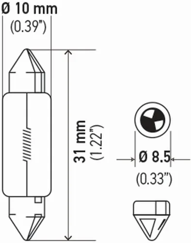 Miniatura 3 de Hella Bombilla DE3175TB 3175 12V 10W Sv8.5-8 T3.25 10X31 (2)