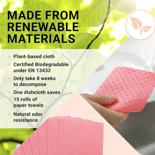Miniatura 7 de Swedish Wholesale Paños de cocina suecos para cocina, paquete de 10 toallas de papel reutilizables, lavables, paños de microfibra de esponja