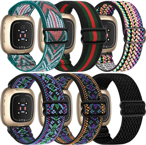 Miniatura 12 de Paquete de 6 bandas elásticas de nailon compatibles con Fitbit Versa 4 / Fitbit Sense 2 / Fitbit Versa 3 / Fitbit Sense, correas de repuesto