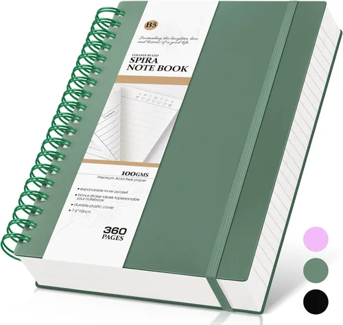 Miniatura 11 de MUAHLIUB Cuaderno de espiral rayado universitario, 360 páginas rayadas gruesas para mujeres y hombres, cuadernos grandes B5 con papel de 100GSM