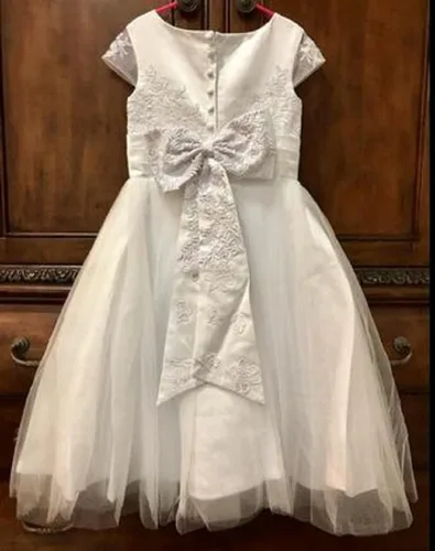 Miniatura 7 de Vestidos de niña de las flores de la boda de los niños apliques de tul con lazo