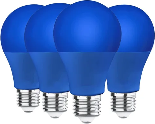 Bombilla LED azul, 9 W (equivalente a 60 W), A19 E26 de base mediana, bombilla LED azul decorativa para porche exterior, Navidad, decoración de