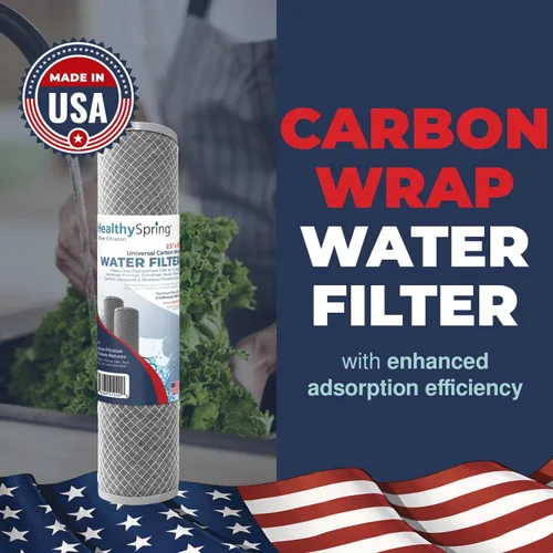 Miniatura 2 de Fabricado en Estados Unidos, 5 micrones, 2.5 x 10 pulgadas, cartucho de filtro de agua para sedimentos de carbono CTO para toda la casa compatible